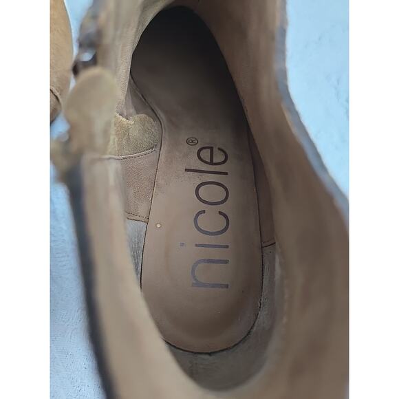 Nicole Miller Camel Tan Brown Suede Booties US 7M Boho Hippie - Picture 8 of 11